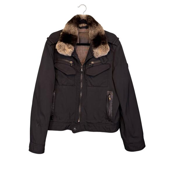 Adhoc Sport Utility Jacket Mens L/XL Black Fur Collar Pockets Full Zip Outdoor - Picture 1 of 11